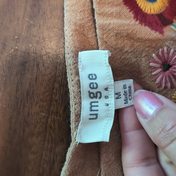 Umgee women's Tan Embroidered Mini Skirt - Picture 2 of 7